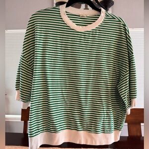 LA MIEL Green and White Striped Top